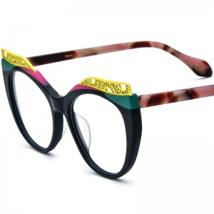 New Multi-color Patchwork Cat’s Eye Plate Eyeglass Frames 19365