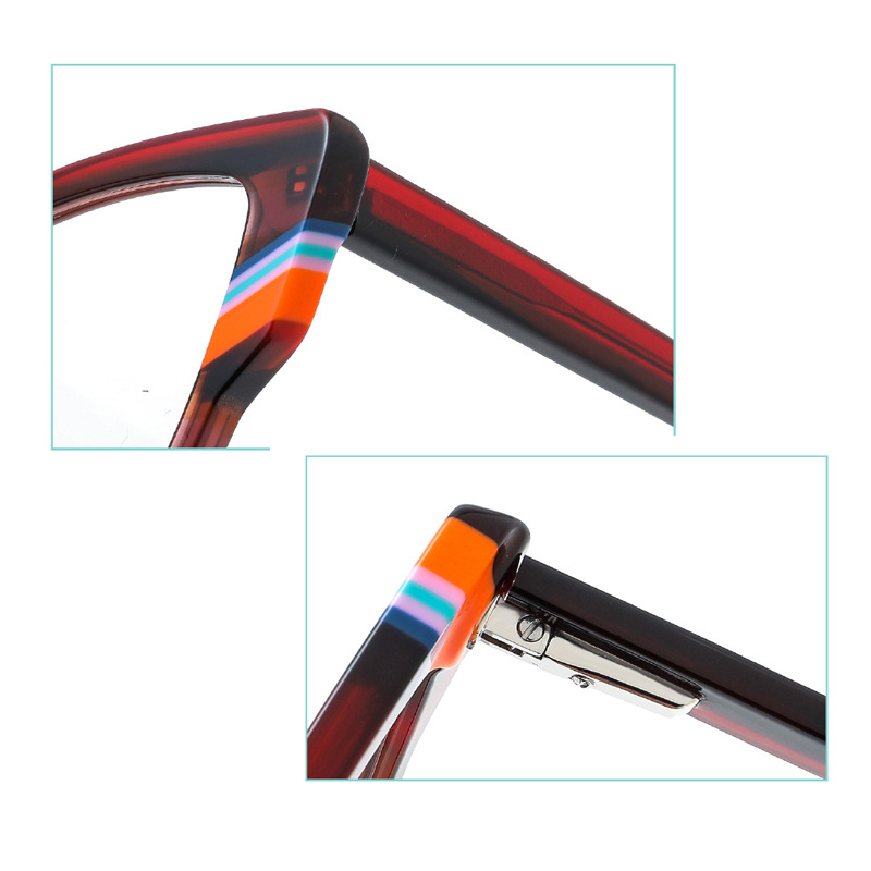 Modische optische Patchwork-Brille aus Acetat mit quadratischem Rahmen -3