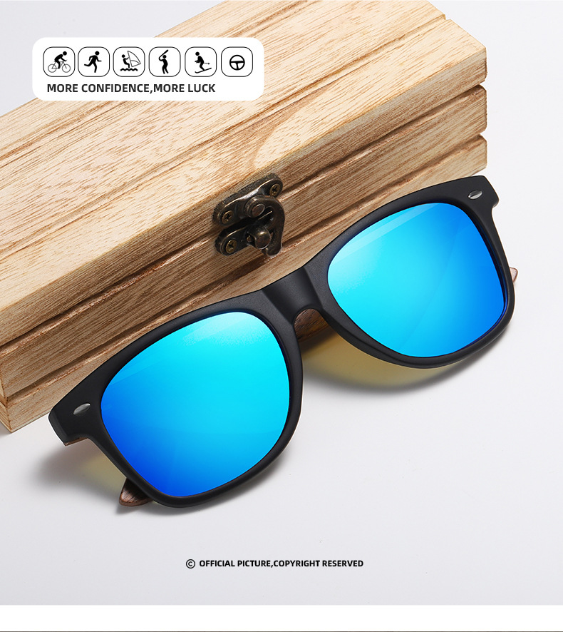 RUISEN'S Holz-PC-polarisierte Sonnenbrille für Männer und Frauen 7061