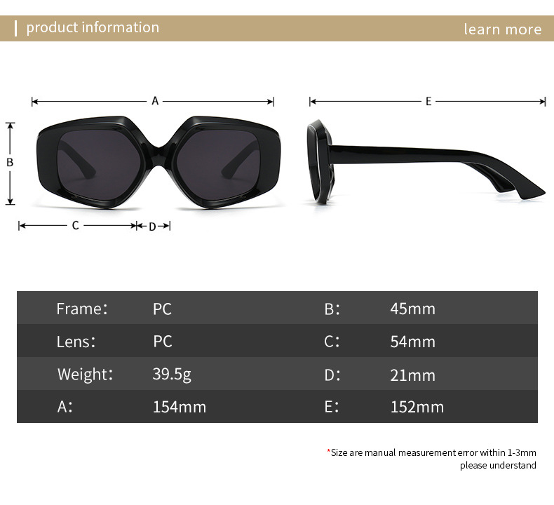 RUISEN'S Fashion Retro Square Frame UV400 משקפי שמש להגנת עיניים