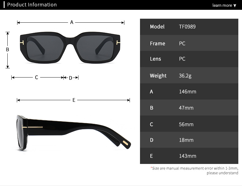 Klassische Herren-UV-Schutzbrille mit quadratischem Rahmen-6