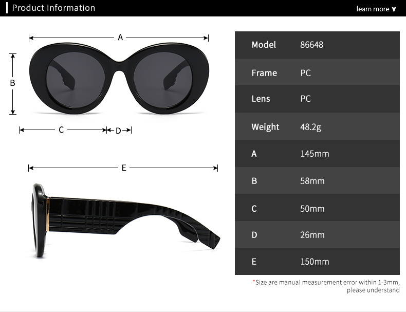 RUISEN'S Trendy Retro Round Frame LAETUS Sunglasses 86648-1