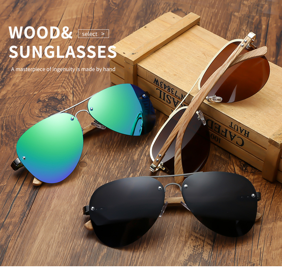 Солнцезащитные очки RUISEN'S Wooden Bamboo Polarized для мужчин 5143-01