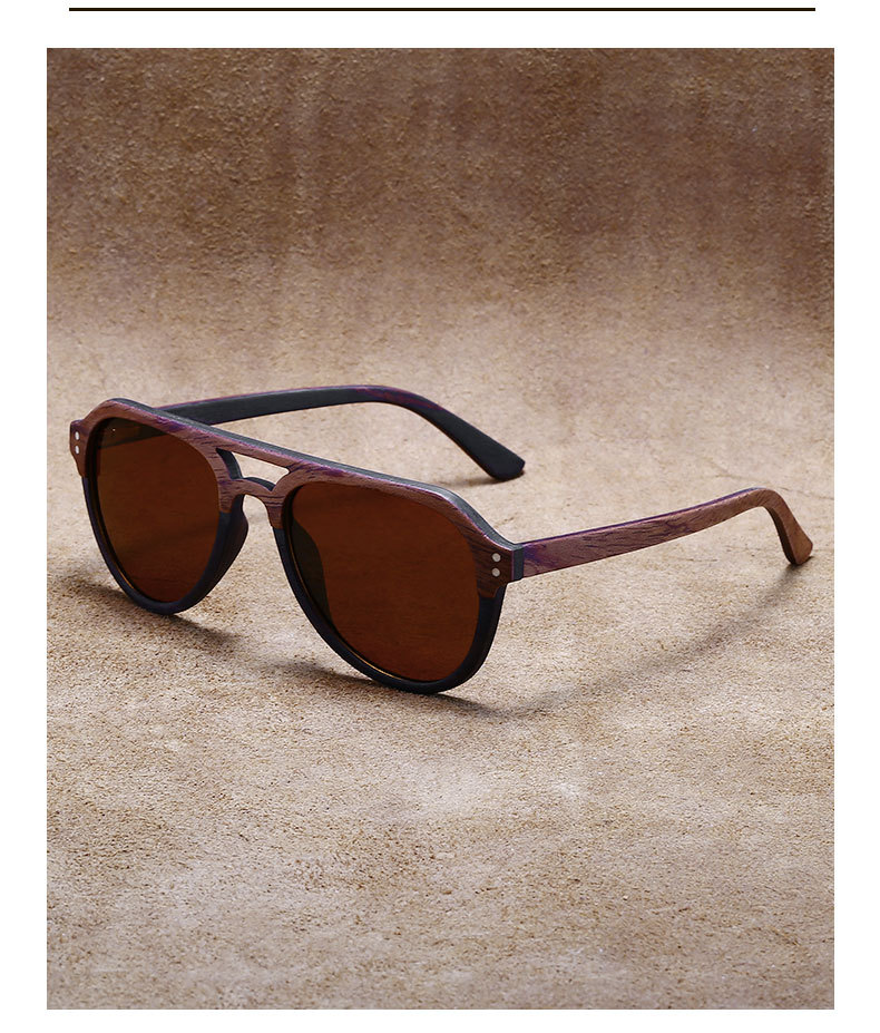 RUISE'S Lunettes de soleil rétro en bois pour hommes 64702