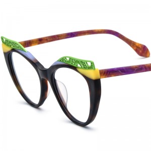 New Multi-color Patchwork Cat’s Eye Plate Eyeglass Frames 19365