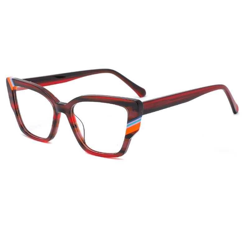 Modische optische Patchwork-Brille aus Acetat mit quadratischem Rahmen -7