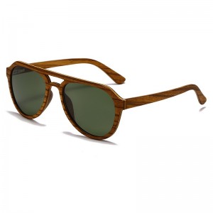 RUISEN'S Lunettes de soleil rétro polarisées en bois clair pour hommes 64711