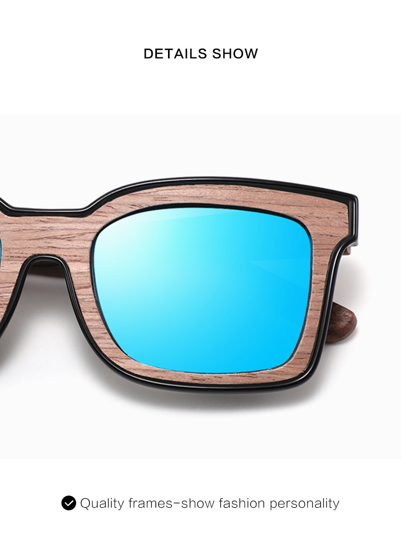 RUSEN'S Lunettes de soleil en bois pour homme 2115