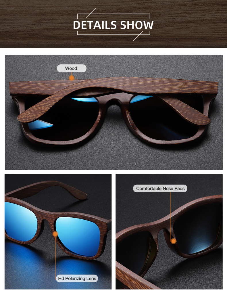 RUISEN'S Polarized Light Wooden Sunglasses For Men and Women 1610