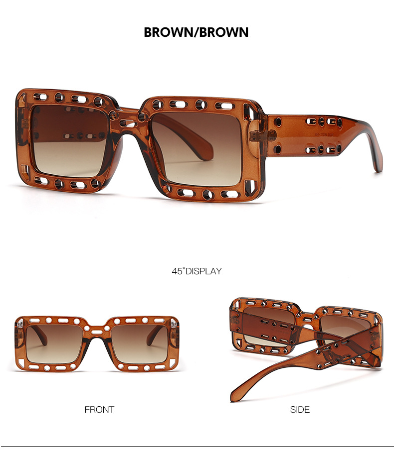 RUISEN'S Fashion Retro Box Hollow UV400 Augenschutz-Sonnenbrille