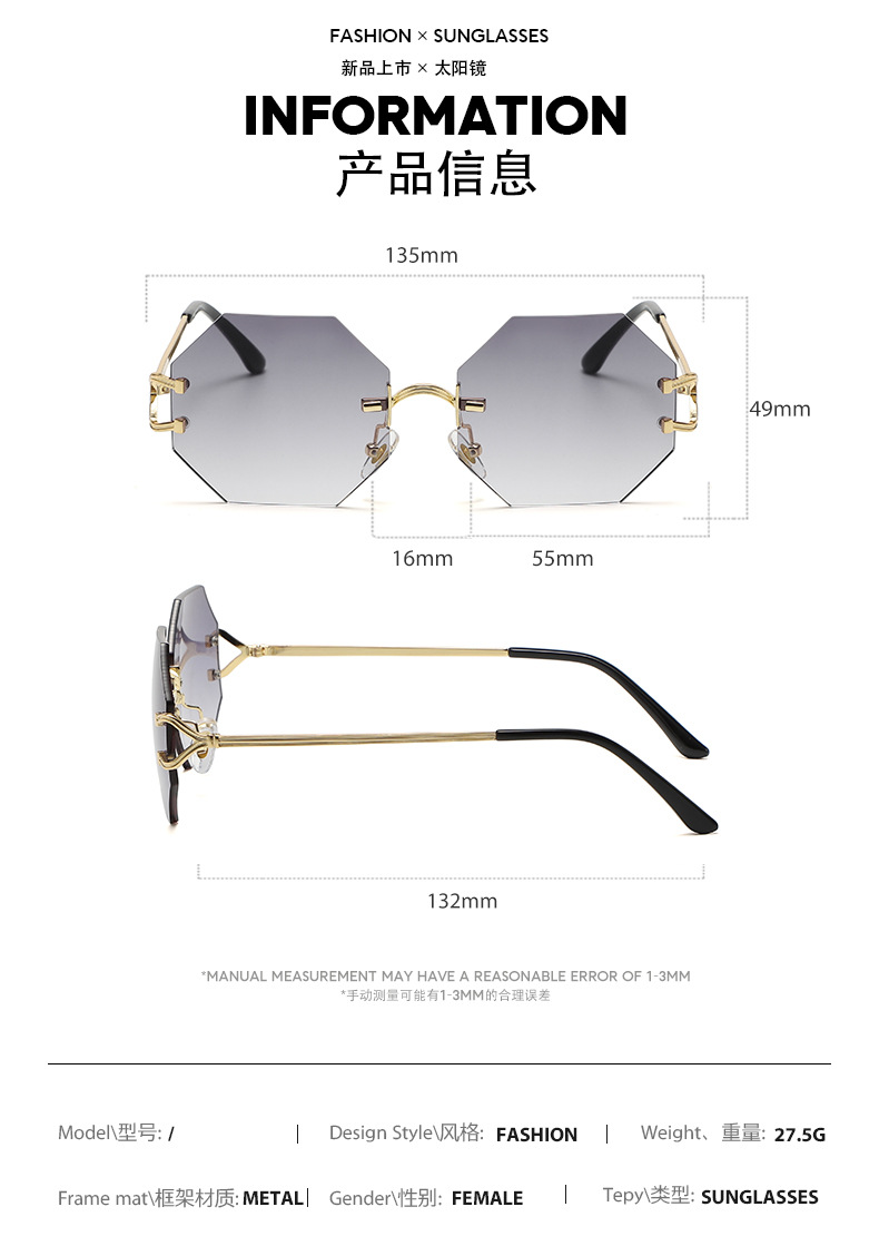 Octagonal Diamond Edge-cut Sunglasses-2