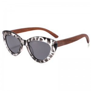 RUISEN’S Cat Eye Frame Wooden Sunglasses for Men and Women 1525