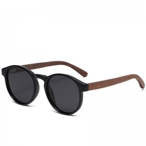 RUISEN'S Gafas de sol de madera con montura de espejo circular para hombre 61627