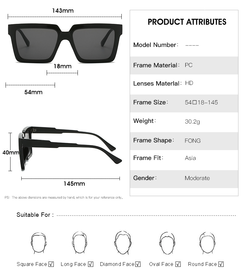 RUISEN'S Modische Retro-Sonnenbrille mit quadratischem Rahmen und UV400-Augenschutz