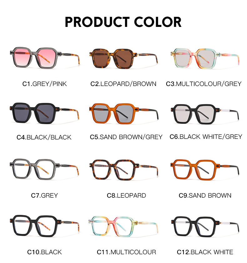 Simple Square Sunglasses Fashion Flat Lens-I "