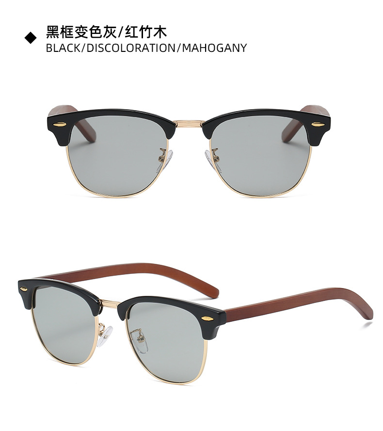 Canada Hot selling classic round bamboo and wood sunglasses detail -8