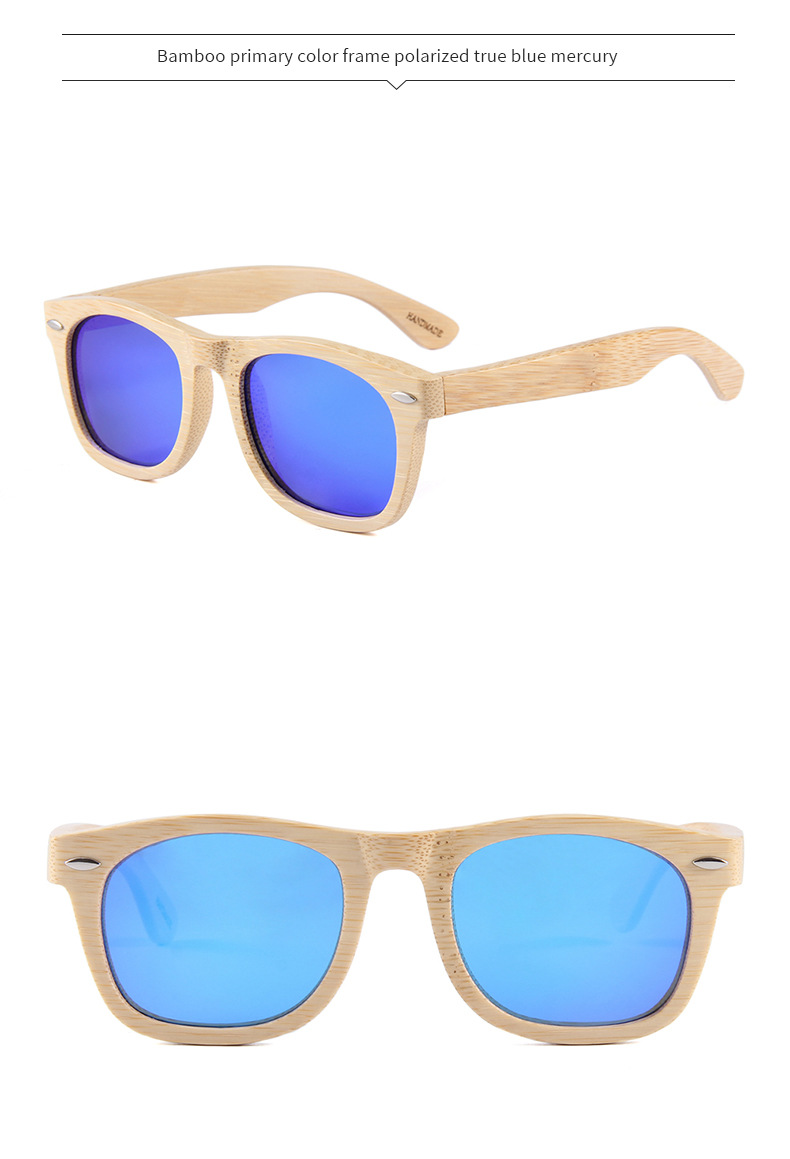 RUSEN'S Lunettes de soleil rétro en bois pour femmes et hommes B2008