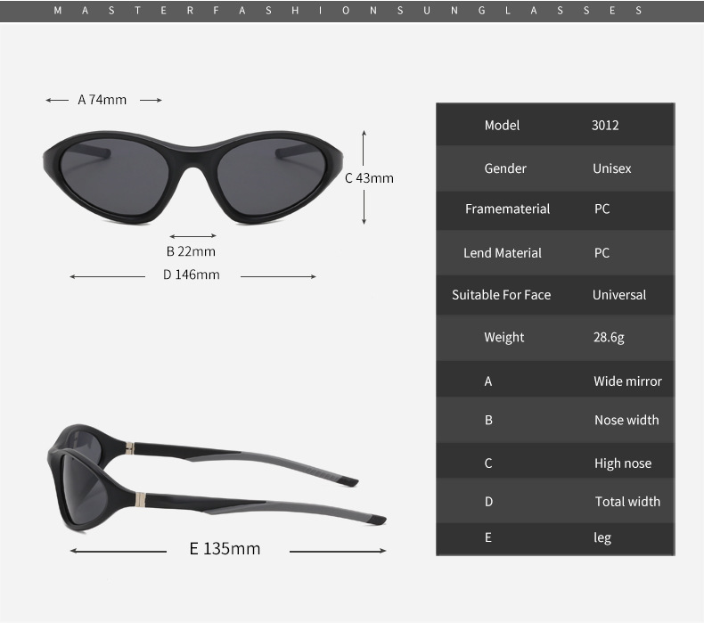 RUISEN'S Sports Oval Gafas de sol para deportes al aire libre 3012