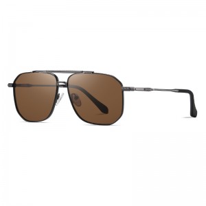 RUSEN'S Lunettes de soleil polarisées carrées en métal pour hommes JS8538