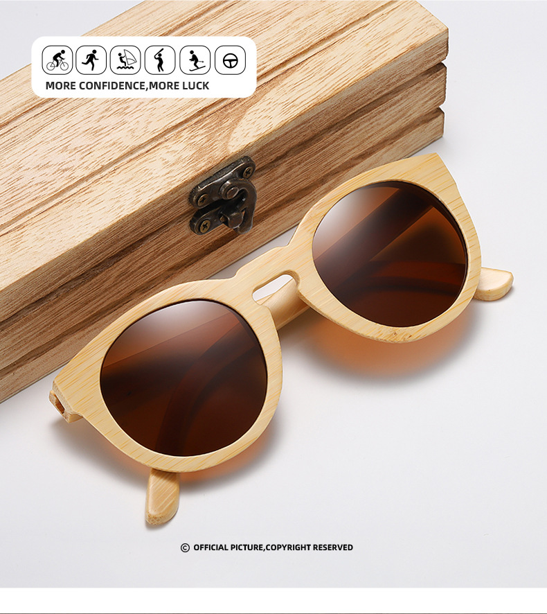 RUISEN'S Lunettes de soleil polarisées en bois léger pour femme 824