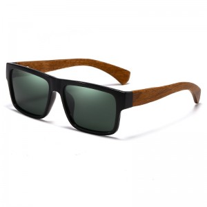 RUSEN'S Lunettes de soleil polarisées en bois clair pour hommes 61628