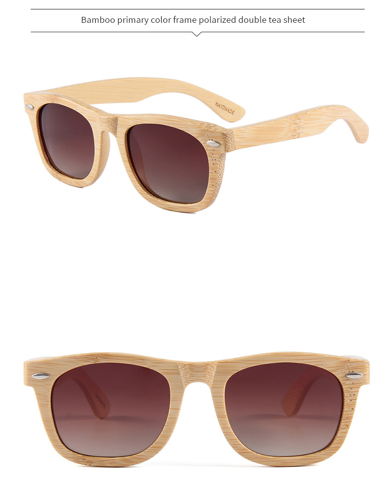 RUSEN'S Lunettes de soleil rétro en bois pour femmes et hommes B2008