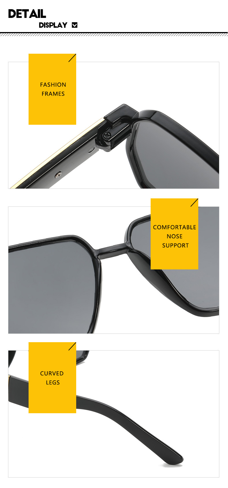 RUISEN’S Trendy Large Frame Polygonal Sunglasses 18130-15