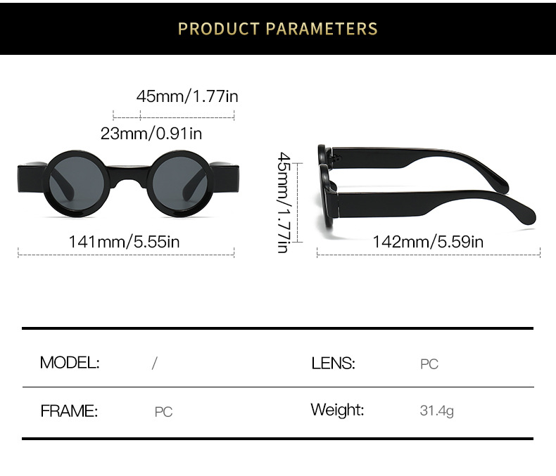 RUISEN'S Fashion retro Circular personalidad uv400 gafas de sol de protección para los ojos