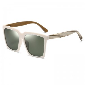 RUISEN'S Lunettes de soleil rétro polarisées en bois clair pour hommes 63739