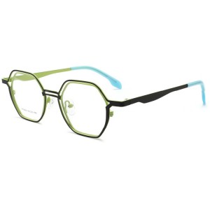 Nuovo doppio cerchio filo di metallo montatura per occhiali personalità retrò cornice abbinata moda ottica uomo piatto luce montatura per occhiali da donna QJ5524t