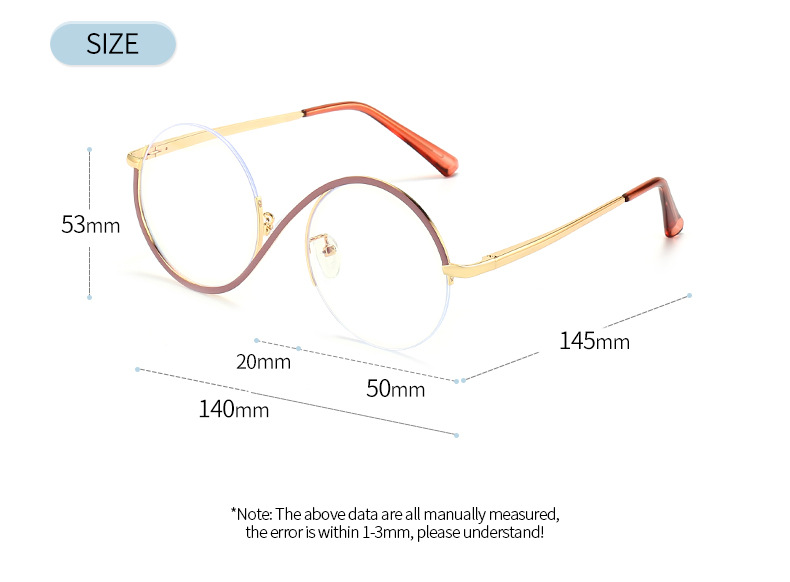 Novum Metal Dimidium Frame Glasses Optical Anti-hyacintho lux spectaculorum Size Chart