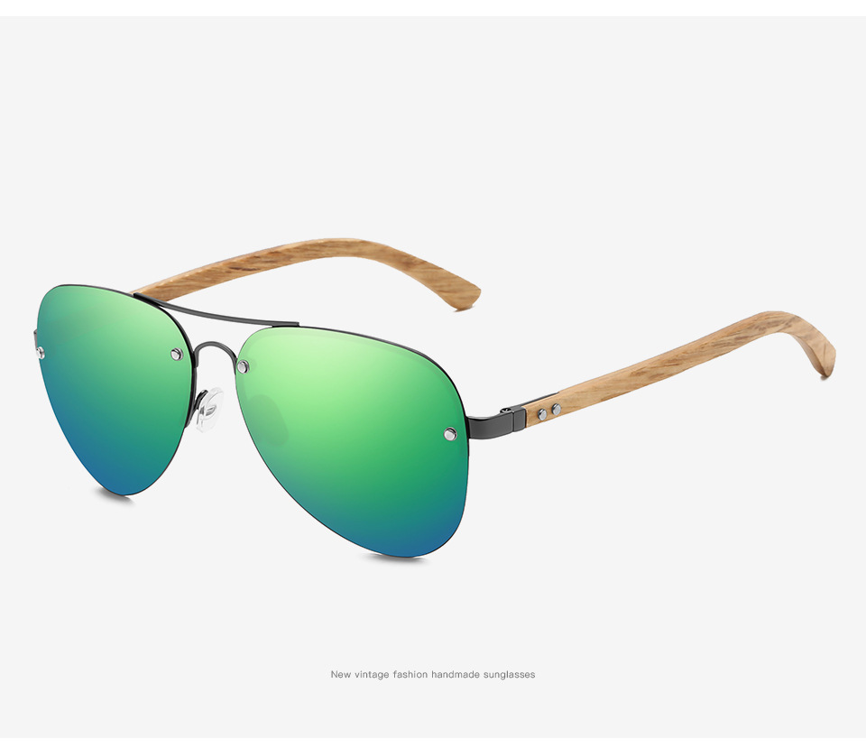 RUISEN'S ligneus Bamboo Polarized Sunglasses ad homines 5143-10