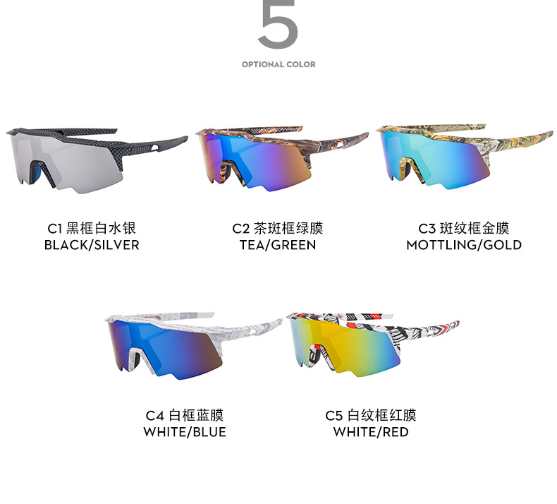 RUISEN'S Sports Dazzling Large Frame Outdoor Cycling Windproof Integrated Sunglasses BL5805