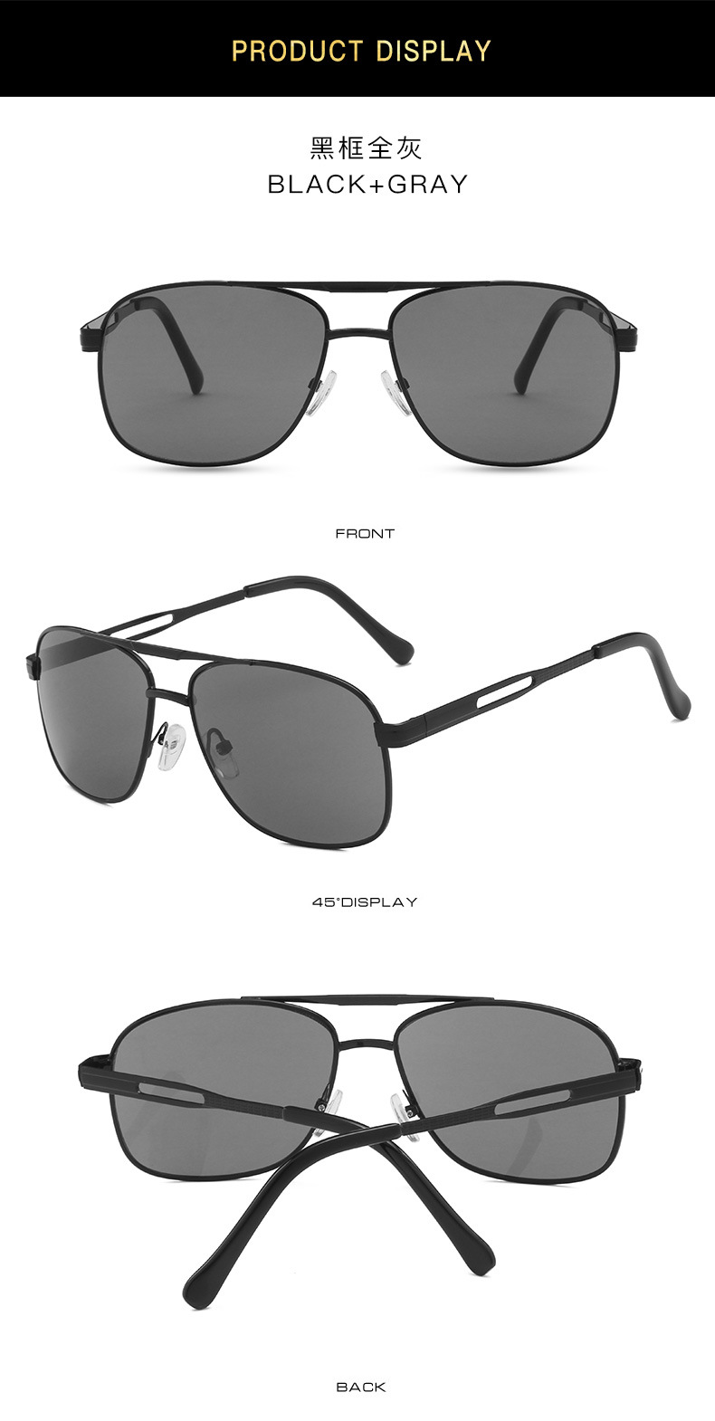 RUISEN'S Gafas de sol Toad para hombre con patas huecas y gafas de sol minimalistas RS-0616