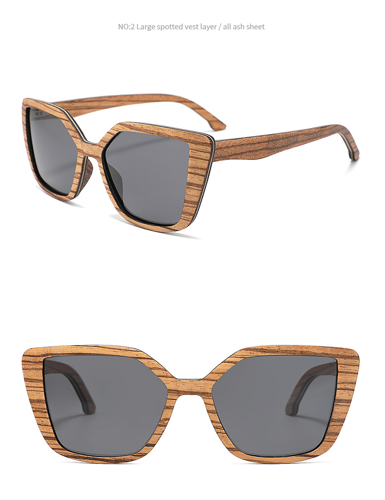 RUISEN'S  UV400 Polarized Light Wooden Sunglasses W6070