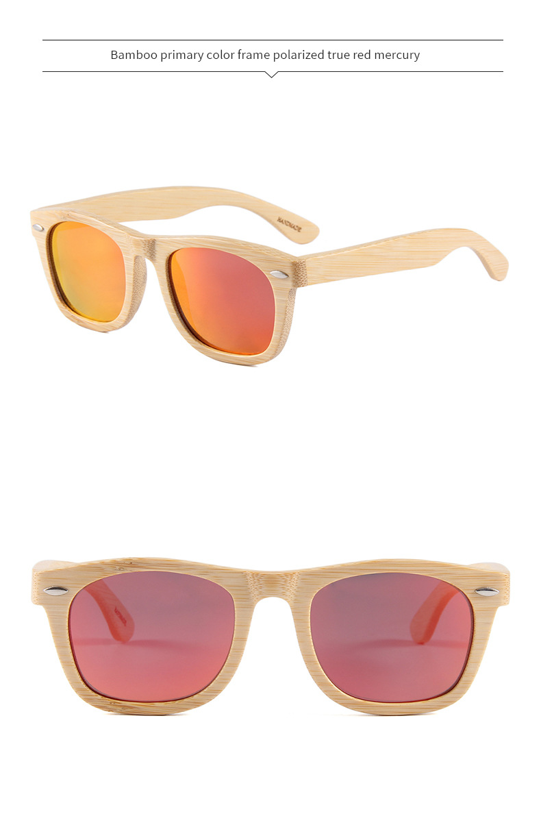 RUSEN'S Lunettes de soleil rétro en bois pour femmes et hommes B2008