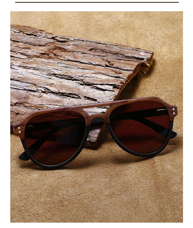 RUISE'S Lunettes de soleil rétro en bois pour hommes 64702