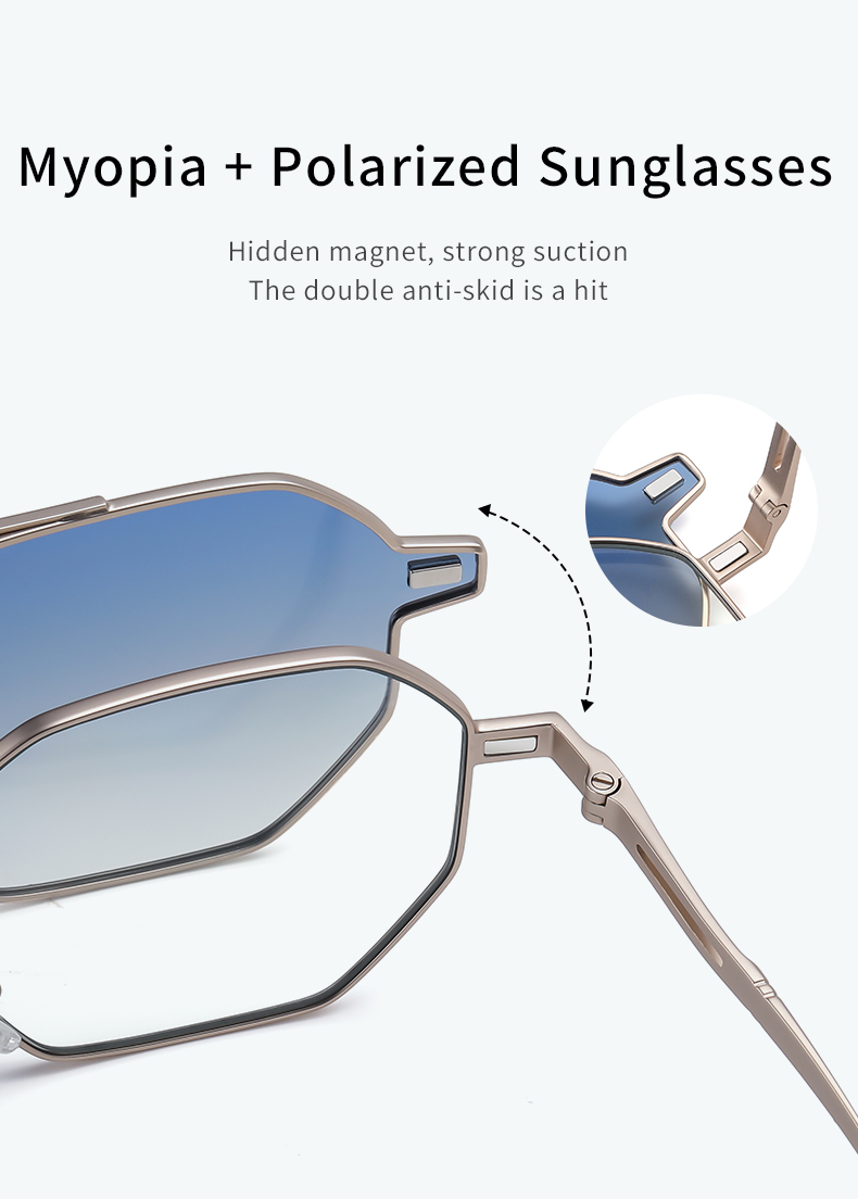 Polarisierte, blendfreie Metall-Sonnenbrille zum Aufstecken und blaues Licht