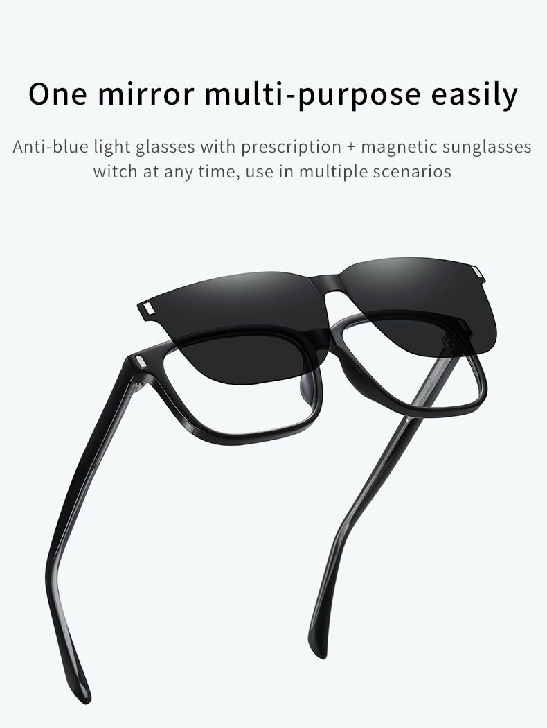 Magnetic Clip on Sunglasses Anti blue light Glasses TAC Polarized 