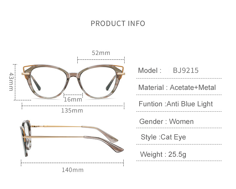 RUISEN'S Anti-blue Light  Acetate Frame Glasses for Women BJ9215