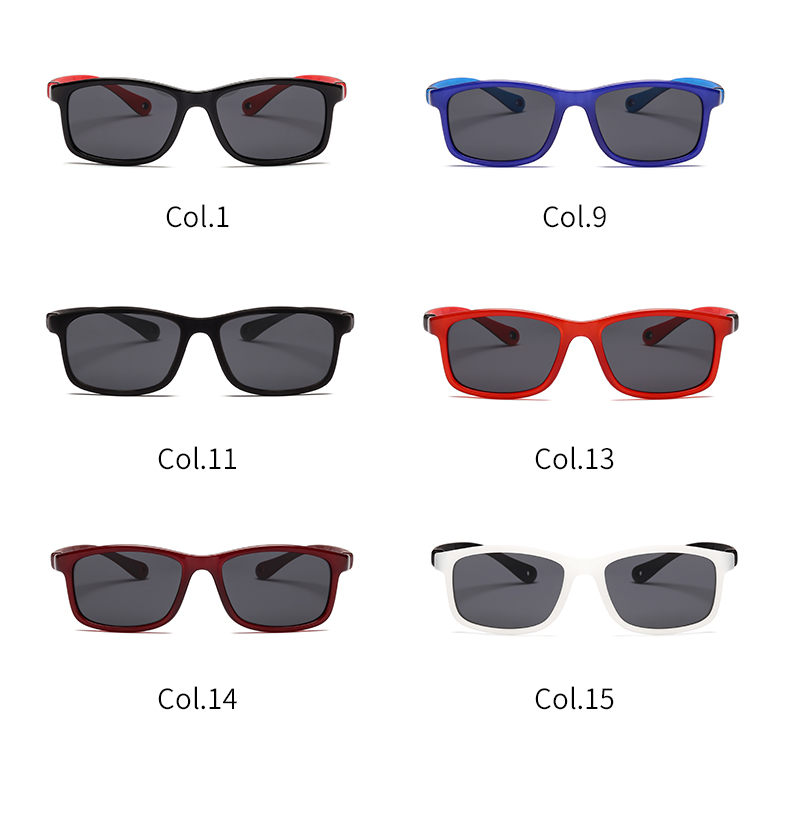 RUISEN'S Lunettes de soleil tendance pour enfants à monture carrée confortables et douces NP0807