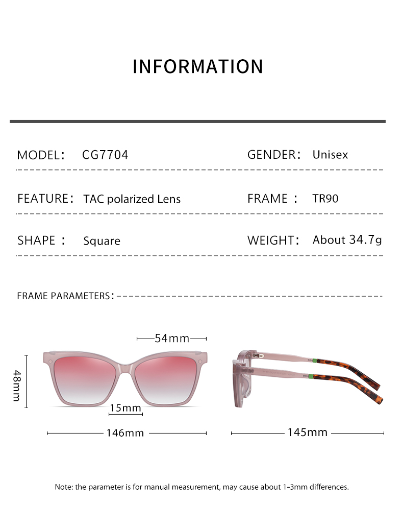 Clip-On-Sonnenbrille TR90 für Damen, polarisiert und blaues Licht