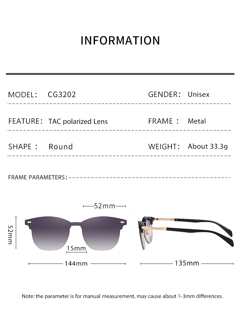 Lunettes de soleil à clipser unisexes TAC polarisées anti-éblouissantes