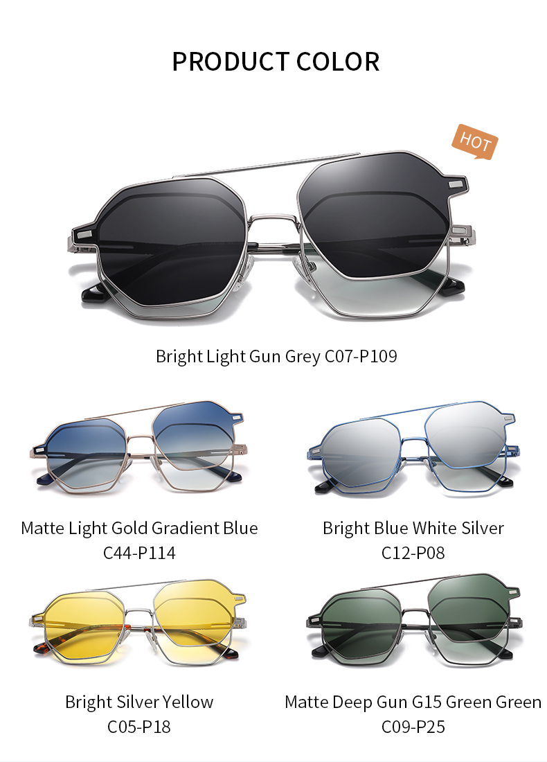 Clip-On Metal Polarized Anti Glare Sunglasses and Blue Light