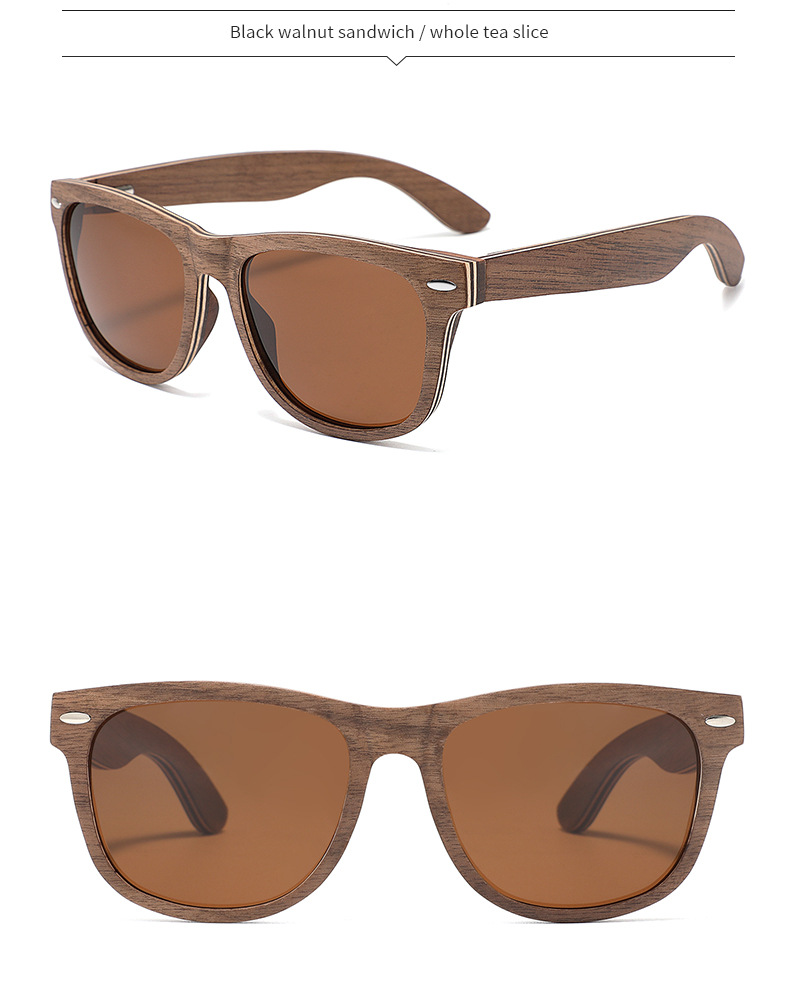 RUISEN'S TAC Lunettes de soleil polarisées UV400 en bois pour hommes et femmes W6074