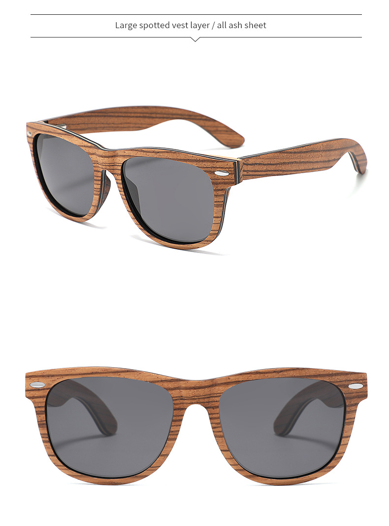 RUISEN'S TAC Lunettes de soleil polarisées UV400 en bois pour hommes et femmes W6074