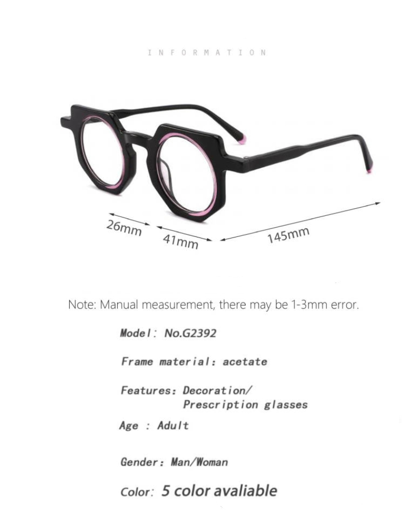 RUISEN'S Multilateral Trend Acetate optical Mirror Frame Glasses G2392