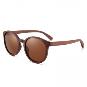 RUISEN’S Retro Round Frame Wooden Sunglasses W6066