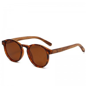 RUISEN’S Men’s Circular Mirror Frame Wooden Sunglasses 61627