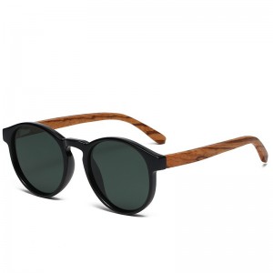 RUISEN'S Gafas de sol de madera con montura de espejo circular para hombre 61627